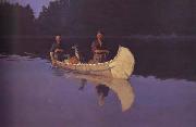 Frederic Remington Evening on a Canadian Lake (mk43) oil on canvas